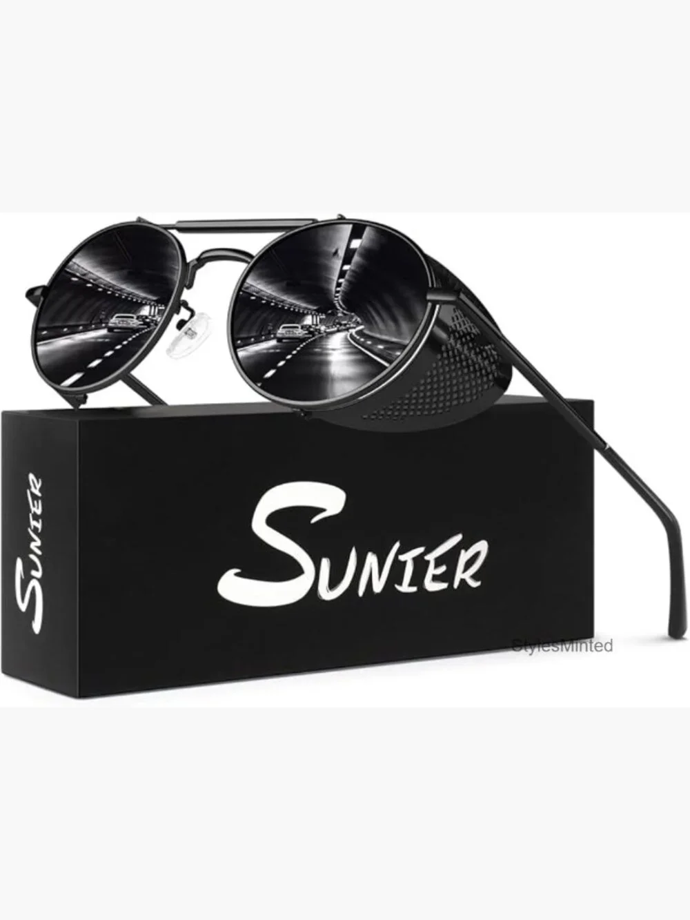 Retro Round Polarized Steampunk Sunglasses Side Shield Gothic UV400